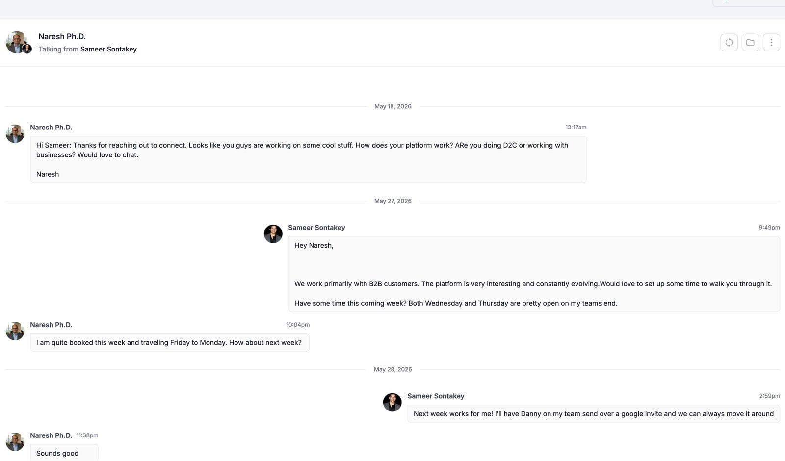 Real conversation our AI started with a prospect, example 4