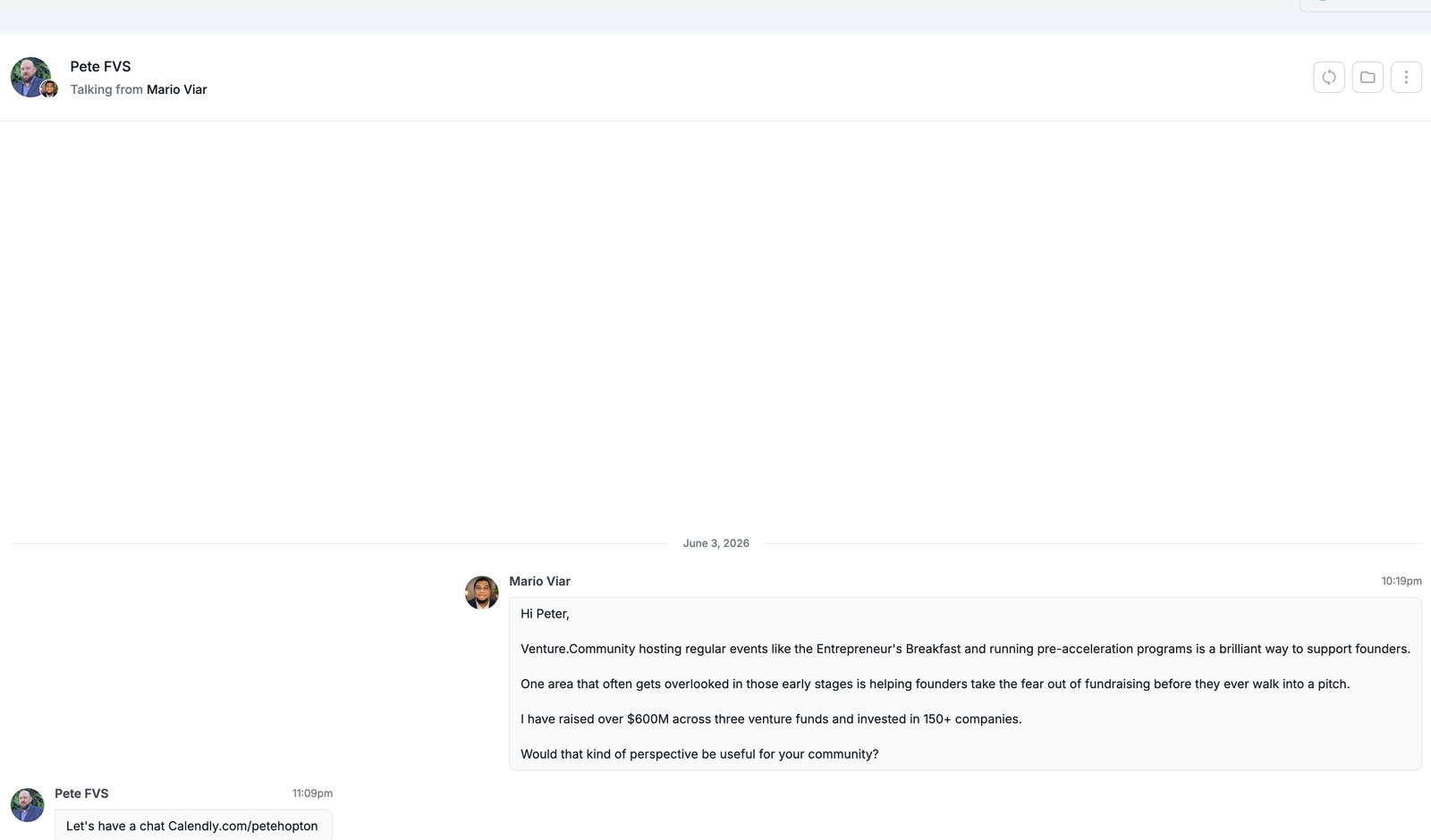 Real conversation our AI started with a prospect, example 7