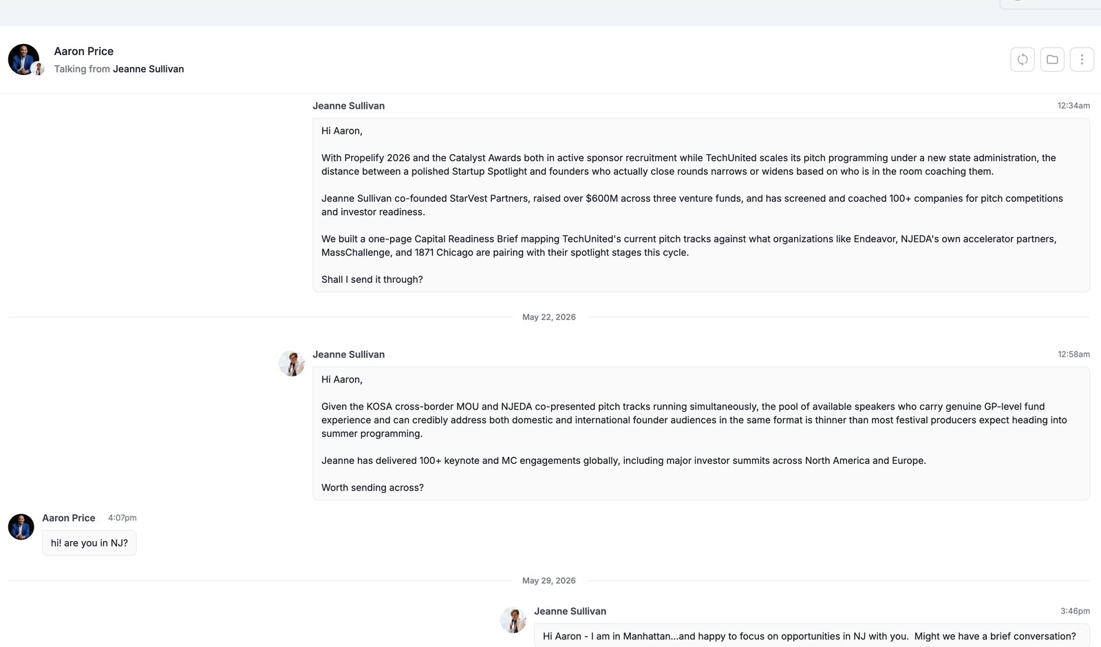 Real conversation our AI started with a prospect, example 8