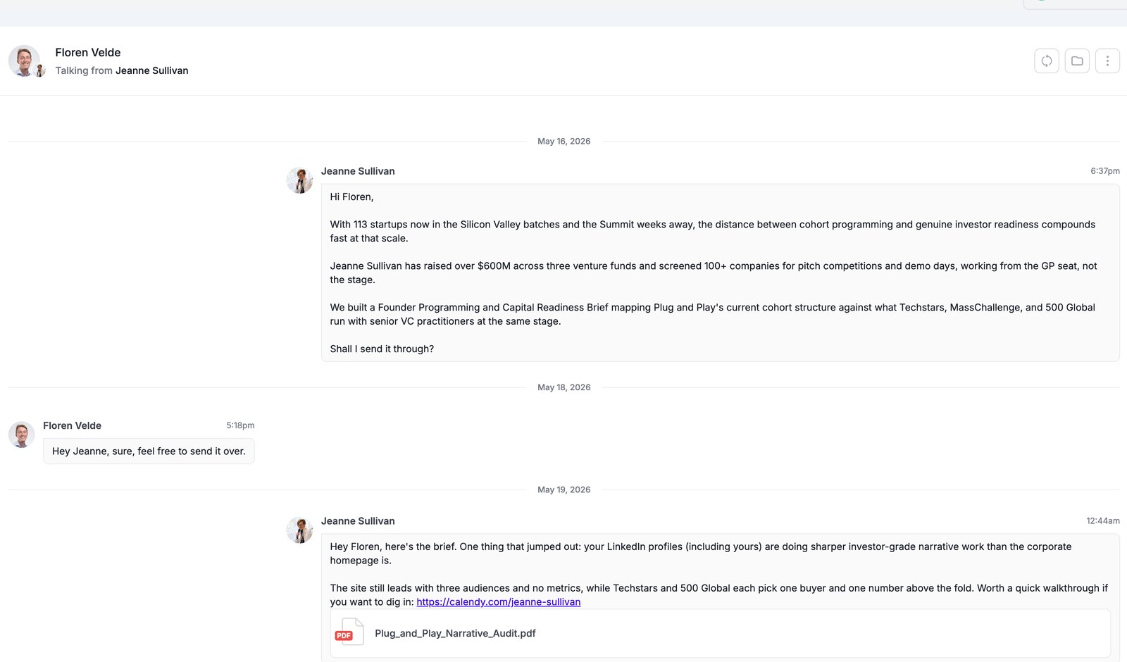 Real conversation our AI started with a prospect, example 9